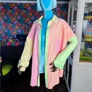 Neon Multi-Color Button Up